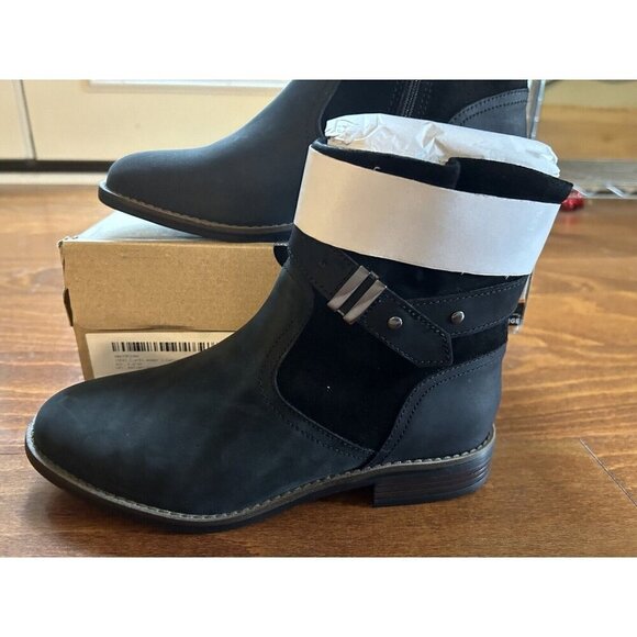 Clarks Womens Leather Boots Camzin Strap Mid-Calf Boots Black 6 W Zip NEW - Picture 2 of 8